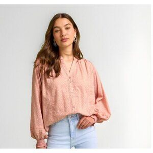 Next Top Blouse Baby Pink Size 8 Occasion Workwear Textured Lace Insert Blouse